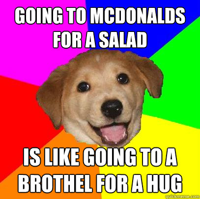 Going to mcdonalds for a salad is like going to a brothel for a hug  Advice Dog