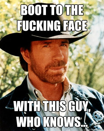 BOOT TO THE FUCKING FACE With this guy, who knows...  Flirt Test Chuck Norris