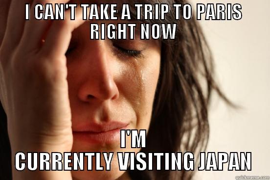 I CAN'T TAKE A TRIP TO PARIS RIGHT NOW I'M CURRENTLY VISITING JAPAN First World Problems