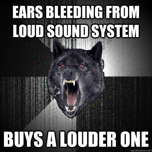 ears bleeding from loud sound system buys a louder one - ears bleeding from loud sound system buys a louder one  Insanity Wolf