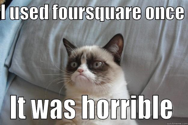 I USED FOURSQUARE ONCE  IT WAS HORRIBLE Grumpy Cat