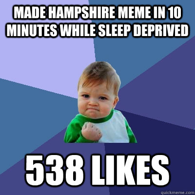 Made Hampshire meme in 10 minutes while sleep deprived 538 likes - Made Hampshire meme in 10 minutes while sleep deprived 538 likes  Success Kid