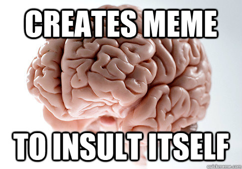Creates meme To insult itself   Scumbag Brain
