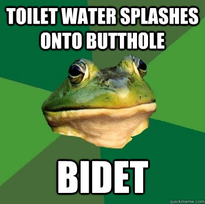 Toilet water splashes onto butthole Bidet  Foul Bachelor Frog