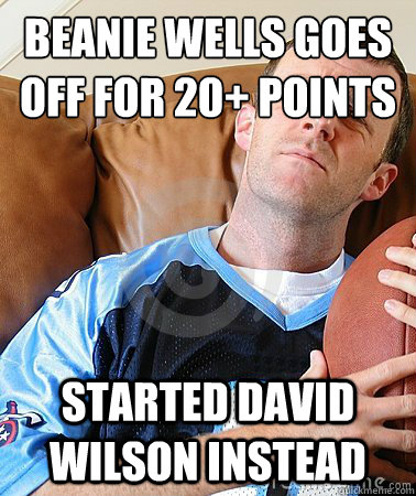 BEANIE WELLS GOES OFF FOR 20+ POINTS STARTED david wilson INSTEAD  Fantasy Football Guy