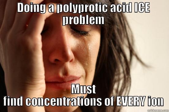 DOING A POLYPROTIC ACID ICE PROBLEM MUST FIND CONCENTRATIONS OF EVERY ION First World Problems