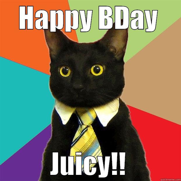 HAPPY BDAY JUICY!! Business Cat