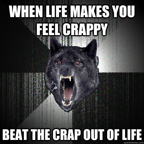 when life makes you feel crappy beat the crap out of life  Insanity Wolf