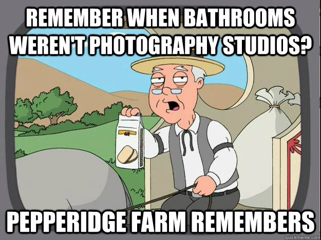 Remember when bathrooms weren't photography studios? Pepperidge Farm Remembers  History Channel Pepperidge Farm