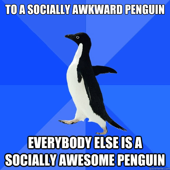 TO a socially awkward penguin everybody else is a socially awesome penguin  Socially Awkward Penguin