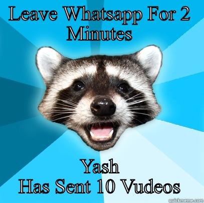 LEAVE WHATSAPP FOR 2 MINUTES YASH HAS SENT 10 VUDEOS Lame Pun Coon