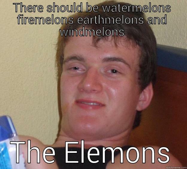 THERE SHOULD BE WATERMELONS FIREMELONS EARTHMELONS AND WINDMELONS THE ELEMONS 10 Guy