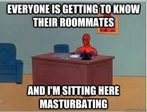 Everyone is getting to know their roommates and i'm sitting here masturbating  Spiderman Desk