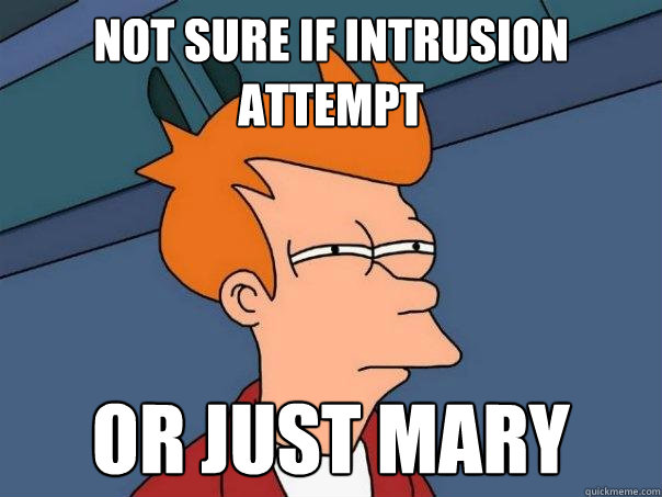 not sure if intrusion attempt or just Mary  Futurama Fry