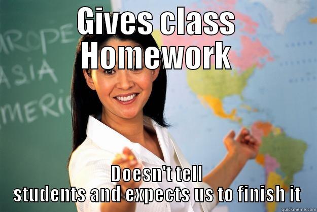 Miss Adeaga - GIVES CLASS HOMEWORK DOESN'T TELL STUDENTS AND EXPECTS US TO FINISH IT Unhelpful High School Teacher