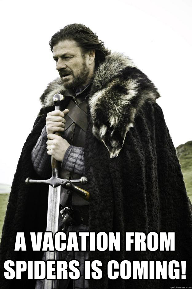  A vacation from spiders is coming! -  A vacation from spiders is coming!  Winter is coming