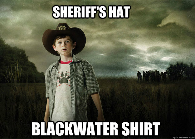 sheriff's hat  blackwater shirt  Carl Grimes Walking Dead