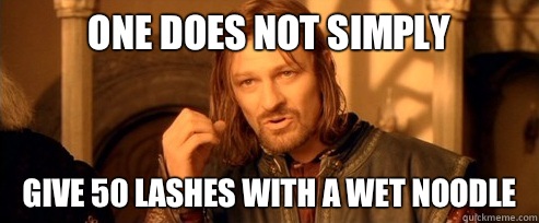 One does not simply Give 50 lashes With a wet noodle  One Does Not Simply