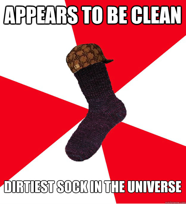 Appears to be clean dirtiest sock in the universe  