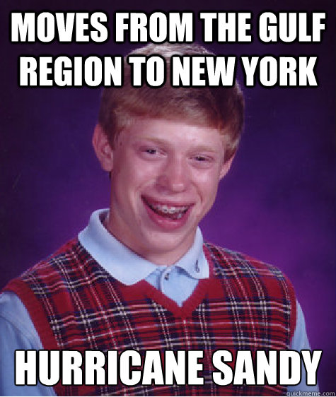 Moves from the Gulf Region to New York Hurricane SAndy  Bad Luck Brian