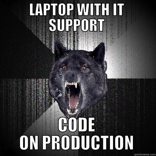 LAPTOP WITH IT SUPPORT CODE ON PRODUCTION Insanity Wolf