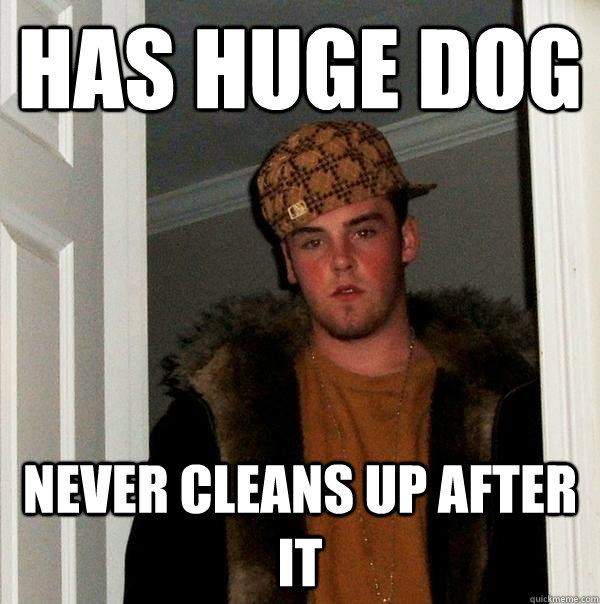 Has huge dog Never cleans up after it  Scumbag Steve