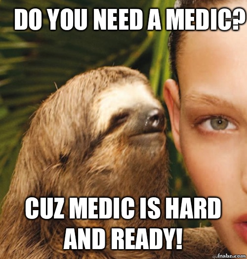 Do you need a Medic? Cuz Medic is Hard and Ready!  rape sloth