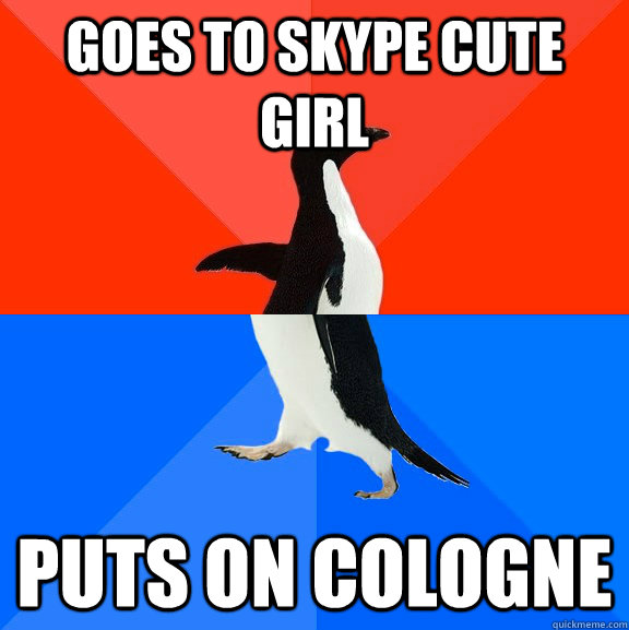 Goes to skype cute girl puts on cologne  Socially Awesome Awkward Penguin