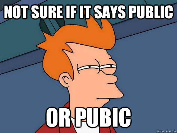 Not sure if it says public or pubic - Not sure if it says public or pubic  Futurama Fry