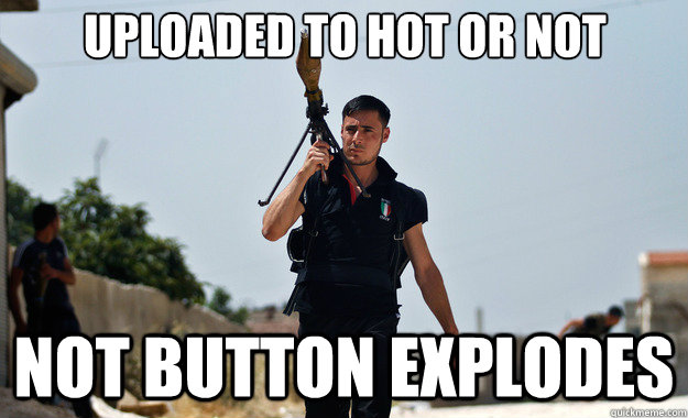 uploaded to hot or not not button explodes   Ridiculously Photogenic Syrian Soldier