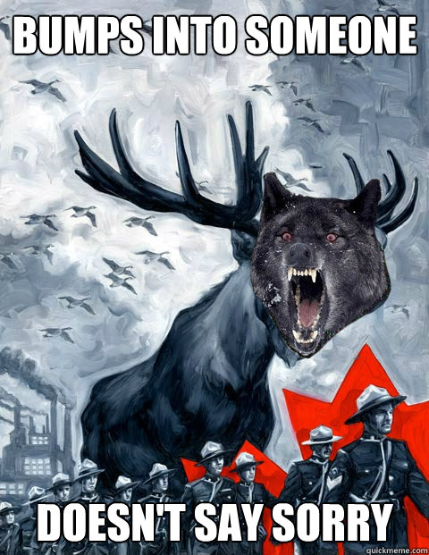 Bumps into someone Doesn't say sorry - Bumps into someone Doesn't say sorry  Vindictive Insanity Canadian Moose