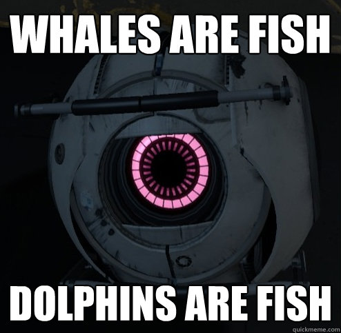 WHALES ARE FISH DOLPHINS ARE FISH  