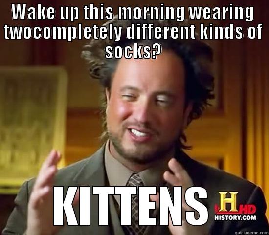Just woke up - WAKE UP THIS MORNING WEARING TWOCOMPLETELY DIFFERENT KINDS OF SOCKS? KITTENS Ancient Aliens