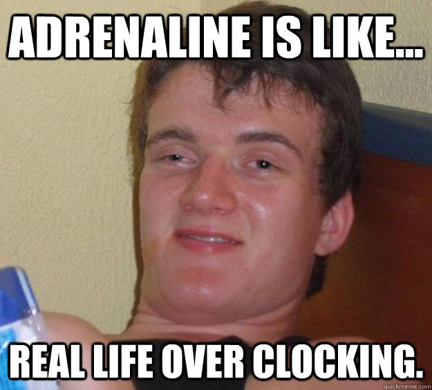 Adrenaline is like... real life over clocking.  10 Guy