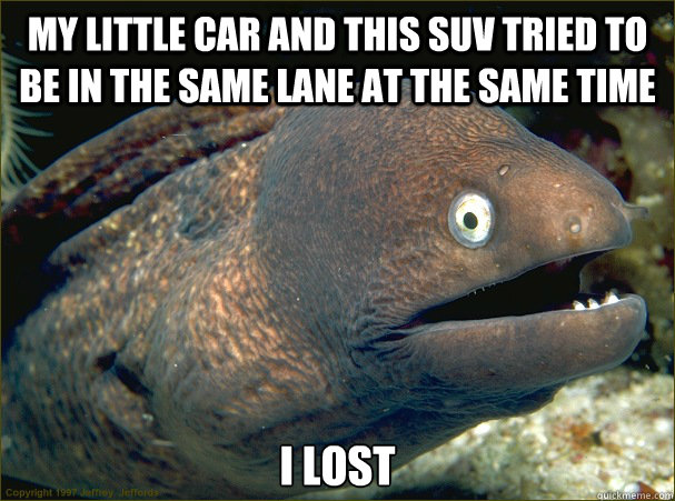 my little car and this suv tried to be in the same lane at the same time i lost  Bad Joke Eel
