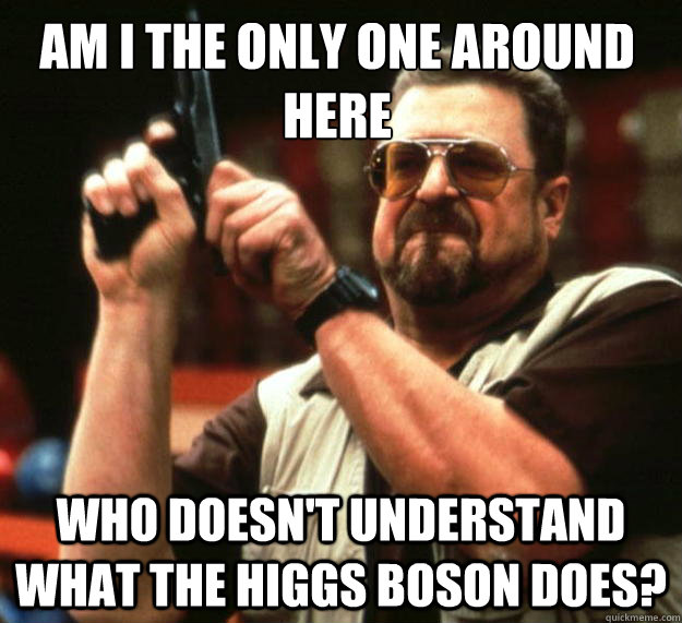 Am I the only one around here Who doesn't understand what the higgs boson does?  Walter