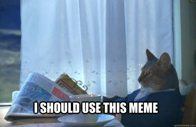 I should use this meme  Sophisticated Cat