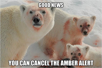 Good news you can cancel the amber alert - Good news you can cancel the amber alert  Bad News Bears