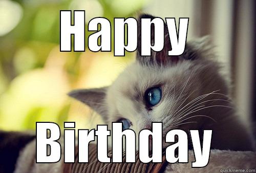 A happy happy B-DAY - HAPPY BIRTHDAY First World Problems Cat