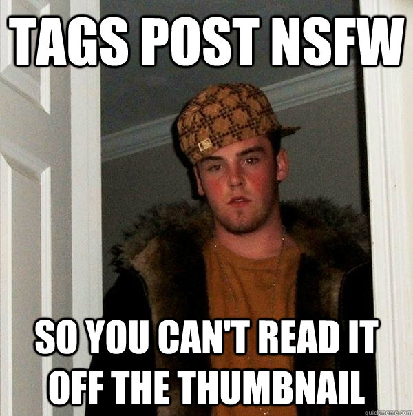 Tags Post NSFW So you can't read it off the thumbnail - Tags Post NSFW So you can't read it off the thumbnail  Scumbag Steve