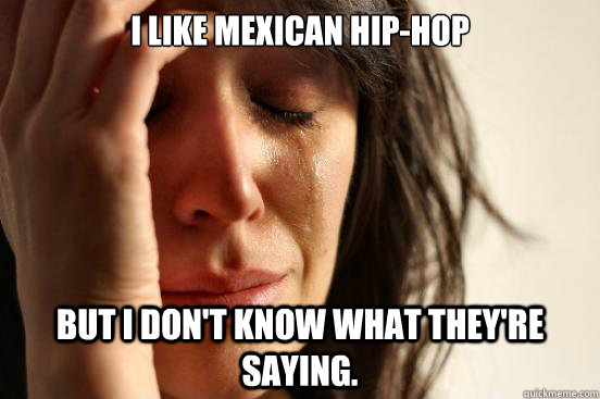 I like mexican hip-hop but i don't know what they're saying.  First World Problems