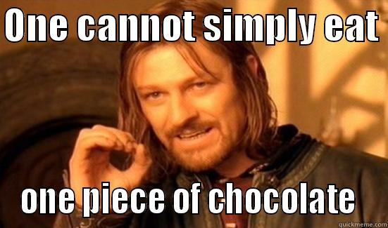 ONE CANNOT SIMPLY EAT  ONE PIECE OF CHOCOLATE  Boromir