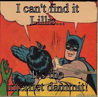 I CAN'T FIND IT LILLIS... IT'S THE INTERNET DAMMIT! Slappin Batman