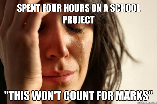 Spent four hours on a school project 