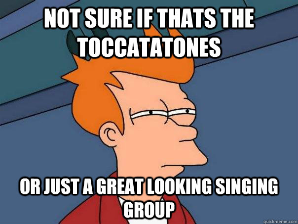 Not sure if thats the Toccatatones Or just a great looking singing group  Futurama Fry