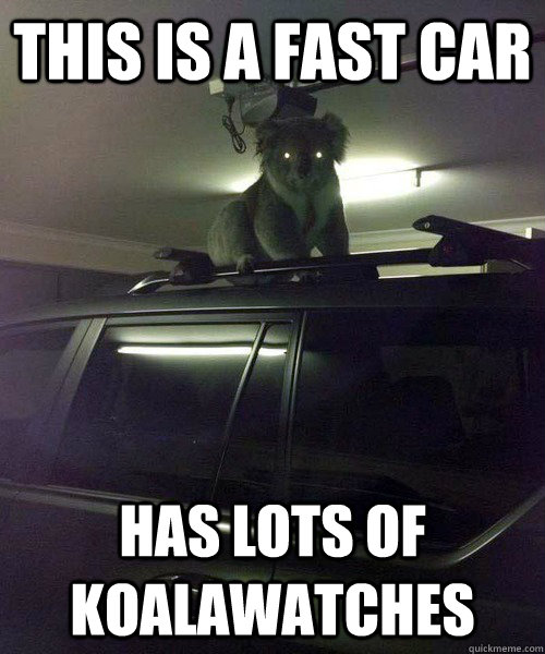 This is a fast car has lots of koalawatches  Koala