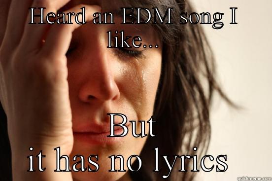HEARD AN EDM SONG I LIKE... BUT IT HAS NO LYRICS  First World Problems