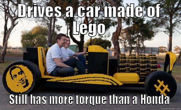 DRIVES A CAR MADE OF LEGO STILL HAS MORE TORQUE THAN A HONDA Misc