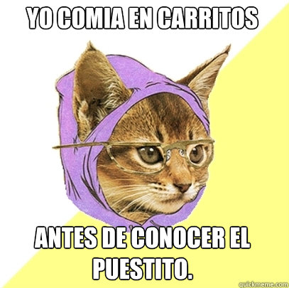 Yo comia en carritos antes de conocer el puestito.  Hipster Kitty