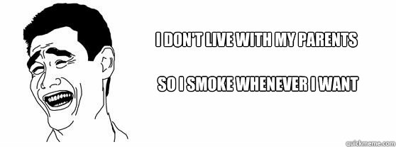 So I smoke whenever I want I don't live with my parents - So I smoke whenever I want I don't live with my parents  Fuck That Guy